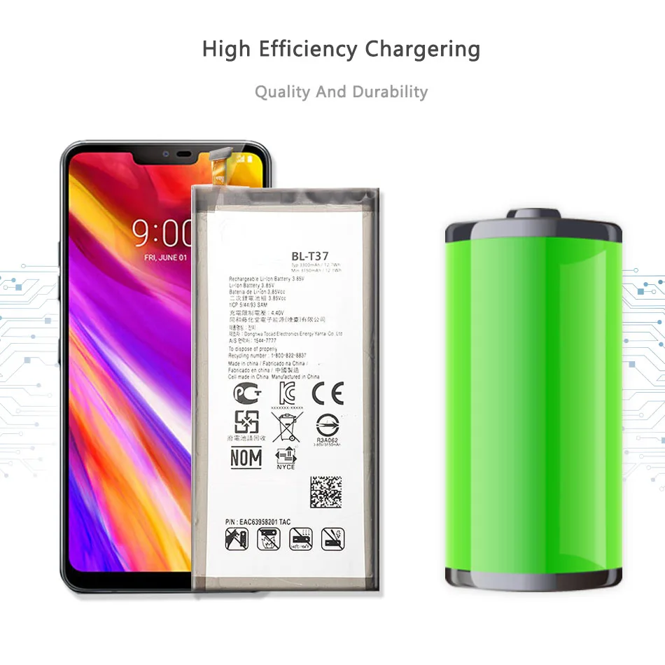 Батарея BL-T37 для LG V40 V10 V20 V30 V50 ThinQ Q710 Q8 2018 Q815L H968 H961N H990 F800 V30A H930 LS998 LM-V500 5G V500N Баттери он.