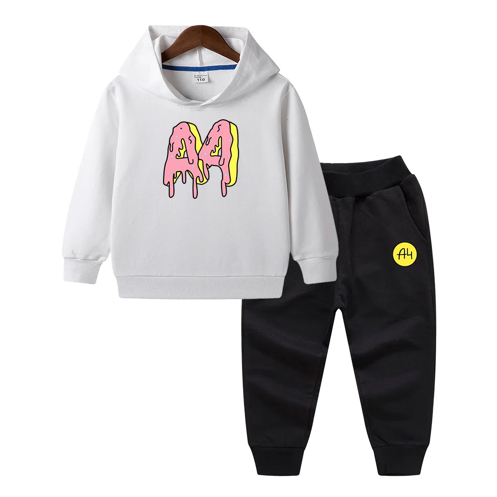 Летняя Детская толстовка с капюшоном и штаны A4 принтом пончиков свитшот для