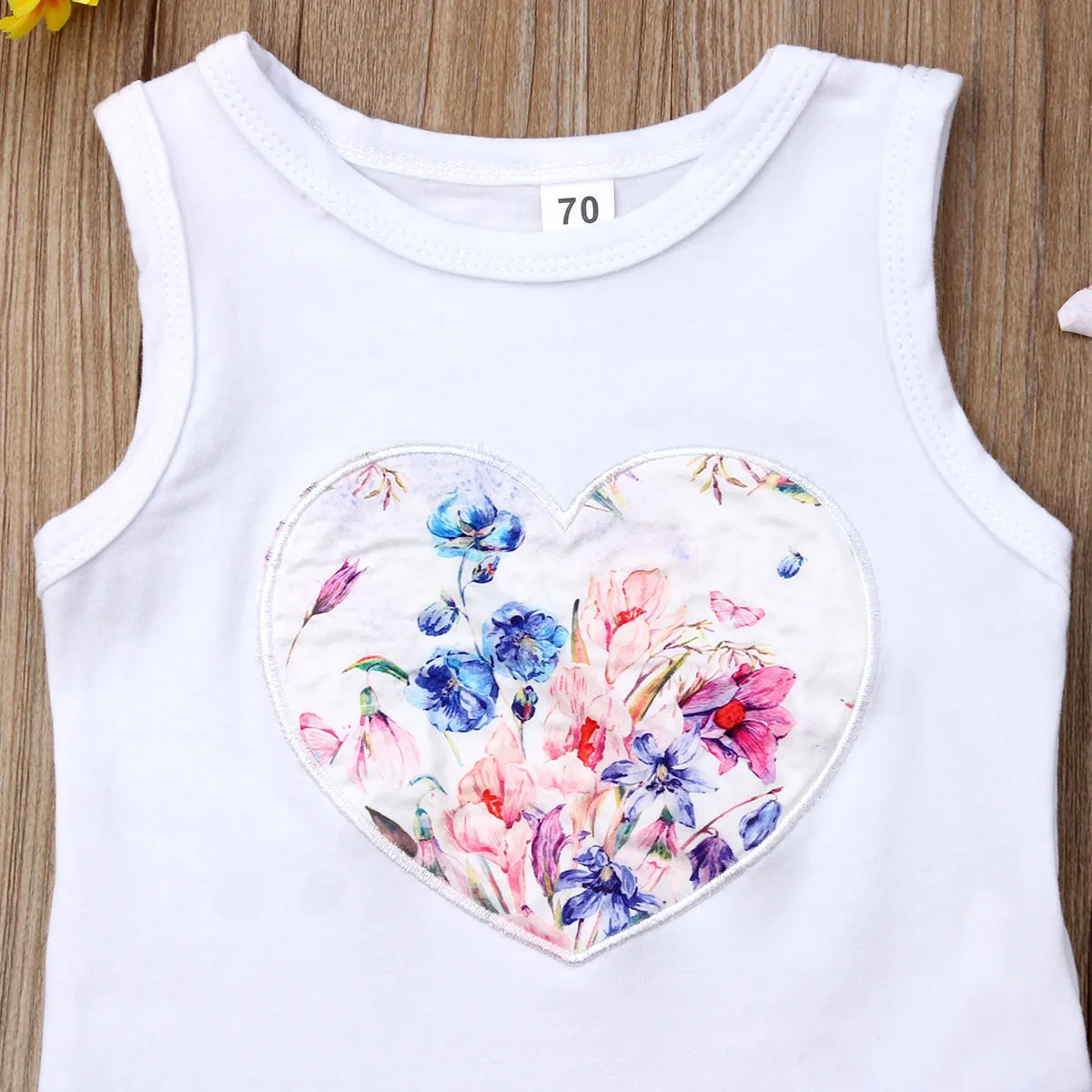 Летняя одежда для новорожденных девочек топы с цветочным рисунком + кружевные