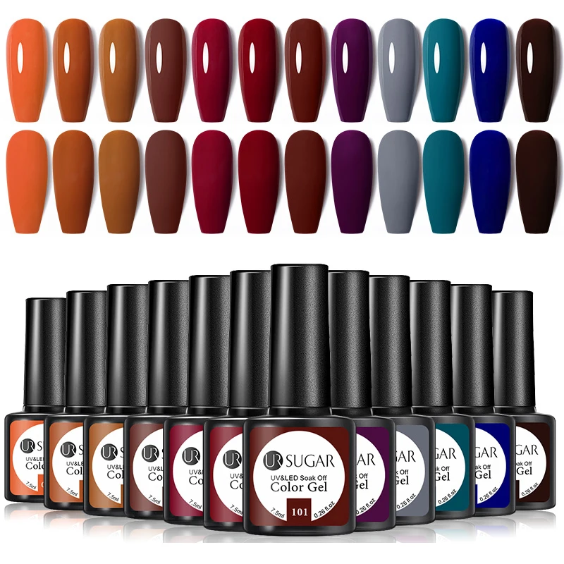 UR SUGAR Brown Blue Color Gel Nail Polish Semi Permanent UV LED Autumn Winter Series Nail Gel Matte Gel Need Matte Top Coat