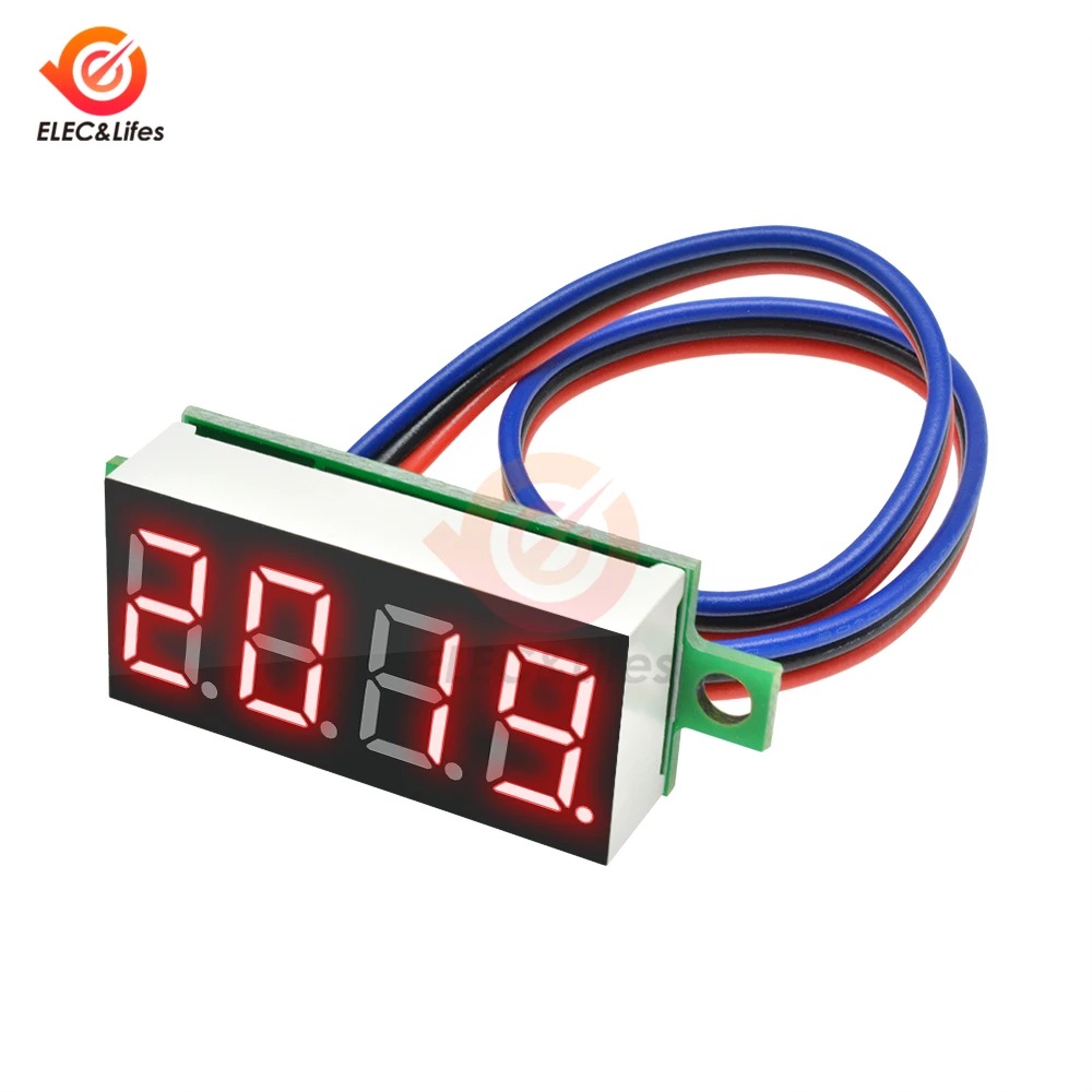 Red module 0,36 дюймов Мини цифровой вольтметр постоянного тока 0-100 V 3 провода 4 бит высокоточный, напряжения метр Панель тестер для вольтметр Для электромобиля или мотоцикла автомобиля - Цвет: Red module