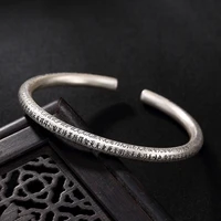 999 pure silver bangles for women heart sutra buddhist scriptures engraved mother lover gift fine sterling silver jewelry
