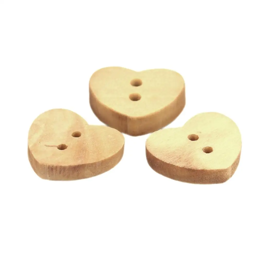 Детская одежда древесины для пришивания пуговиц в форме сердца Кнопки ремесла DIY