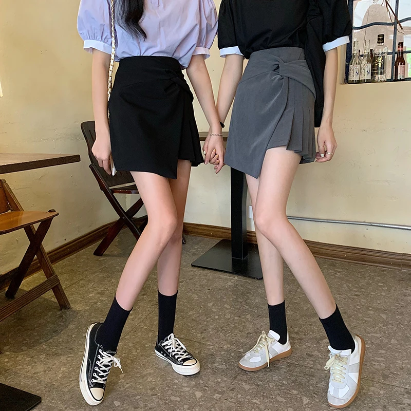 

Women Skirts Irregular Designs Fashionable A-line Office Lady Black Slim Hip Mini Elegant Female Chic High Waist Fit Outwear Ins