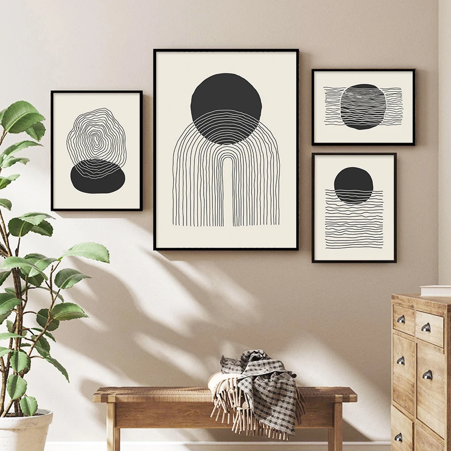 

Bohemia Abstract Geometric Line Beige Posters Wall Art Canvas Print Pictures for Living Room Interior Home Decor GiftsPainting