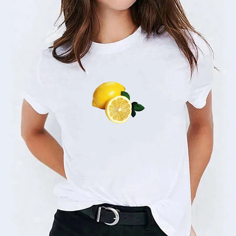 

Lemon T-shirts Women Short Sleeve Women's Fashion Summer for 2021 Tee Shirt Women-clothing With Sleeves Off White Tops Woman Top