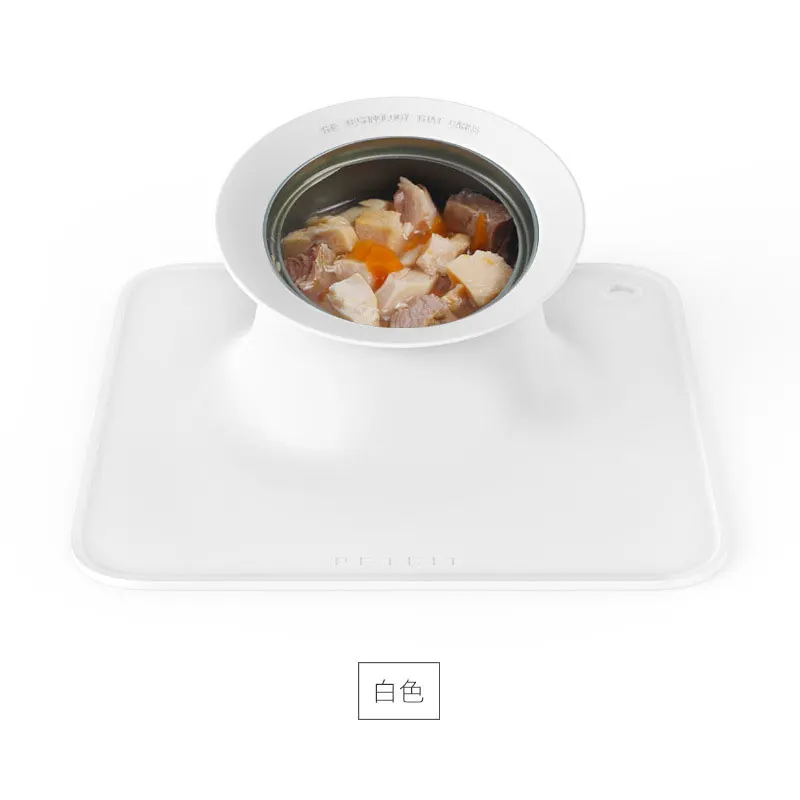 PETKIT силиконовый питомец кошка консервированная миска 15 ° подставка petslow миски для еды с тарелкой Скатерть Коврик для кошек - Color: White