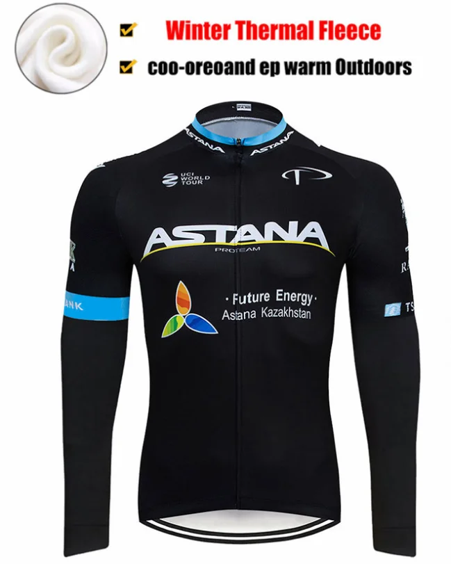 Winter jersey Новинка Астана мужские термобелье флис зима Велоспорт Джерси комбинезон Колготки наборы спортивные велосипедные комплекты одежда для велоспорта - Цвет: Winter jersey