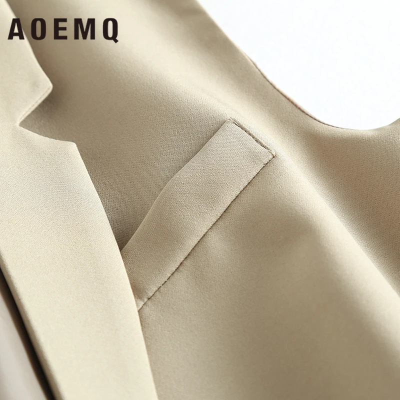 AOEMQ жилеты для офисных леди кардиган верхняя одежда без рукавов черный/бежевый