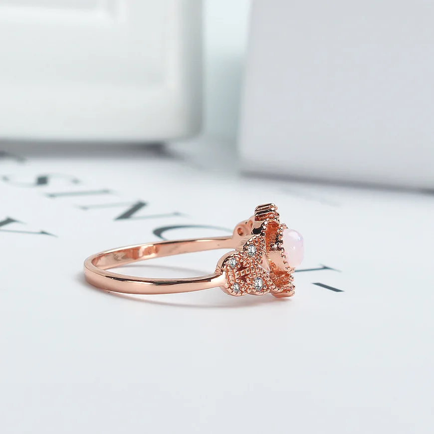Женское Обручальное Кольцо FEFIDAY обручальное кольцо с розовым опалом и фианитом |