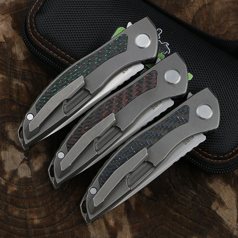 Green thorn hation zero flipper d2 carbon fiber + TC4 titanium knife CF camping knob bag fruit practical survival EDC tool | Инструменты