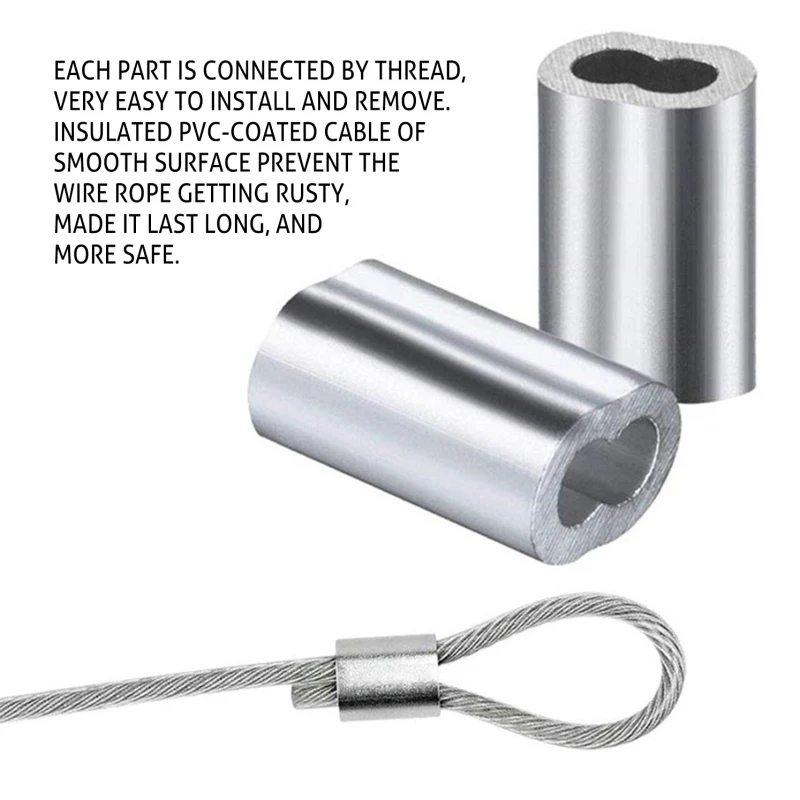 

56PCS/Set 30 Meter Steel PVC Coated Flexible Wire Rope Soft Cable Transparent Stainless Steel Clothesline Diameter 2mm Kit