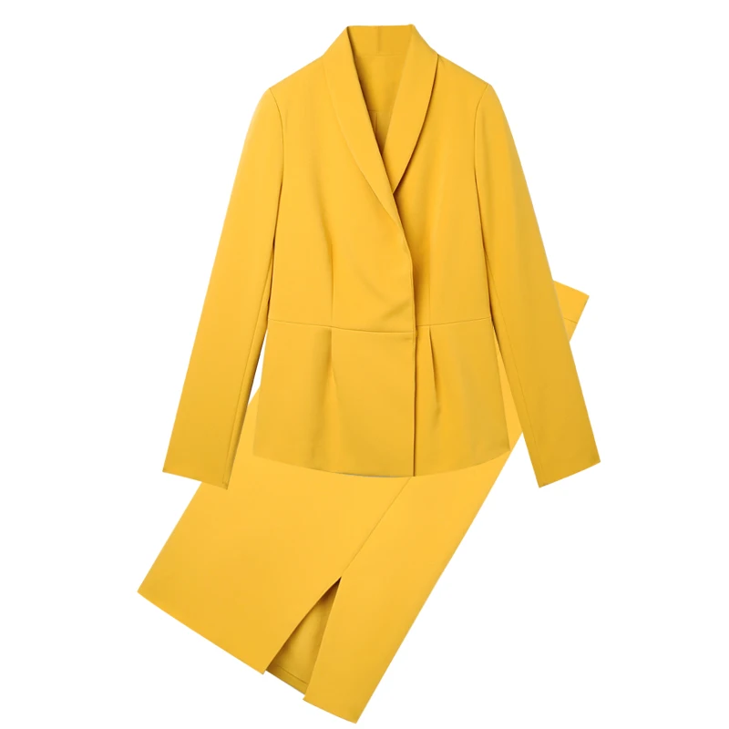 2019 осень зима новый корейский красный тонкий пиджак в деловом стиле + юбка