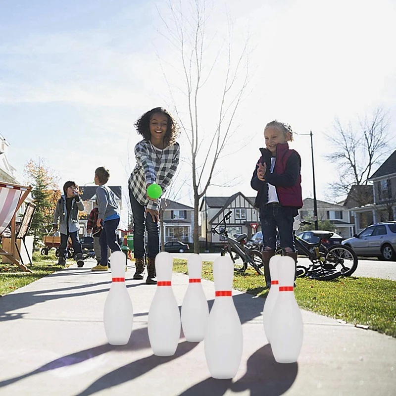Kids Bowling Set Toy Includes 10x Classical White Pins and 2x Balls Indoor Outdoor Games for Children's | Игрушки и хобби