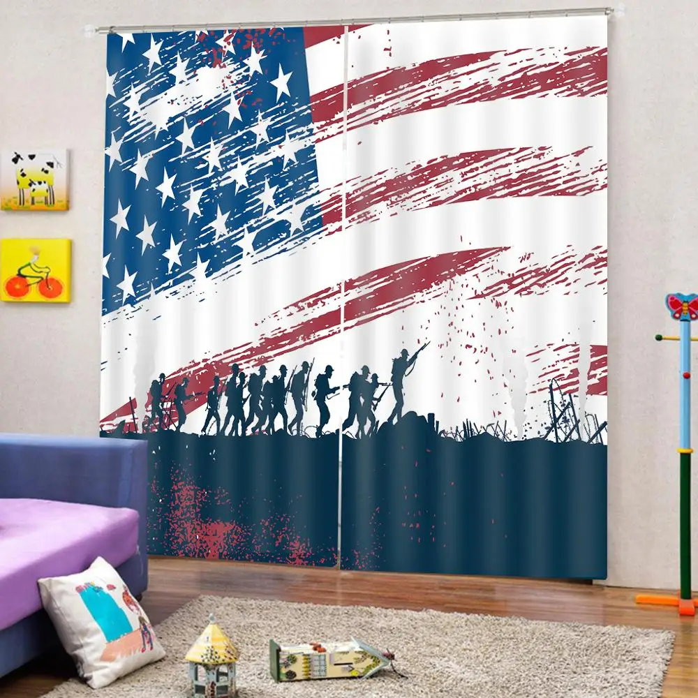 Занавески с американским флагом на заказ цифровая печать для гостиной спальни