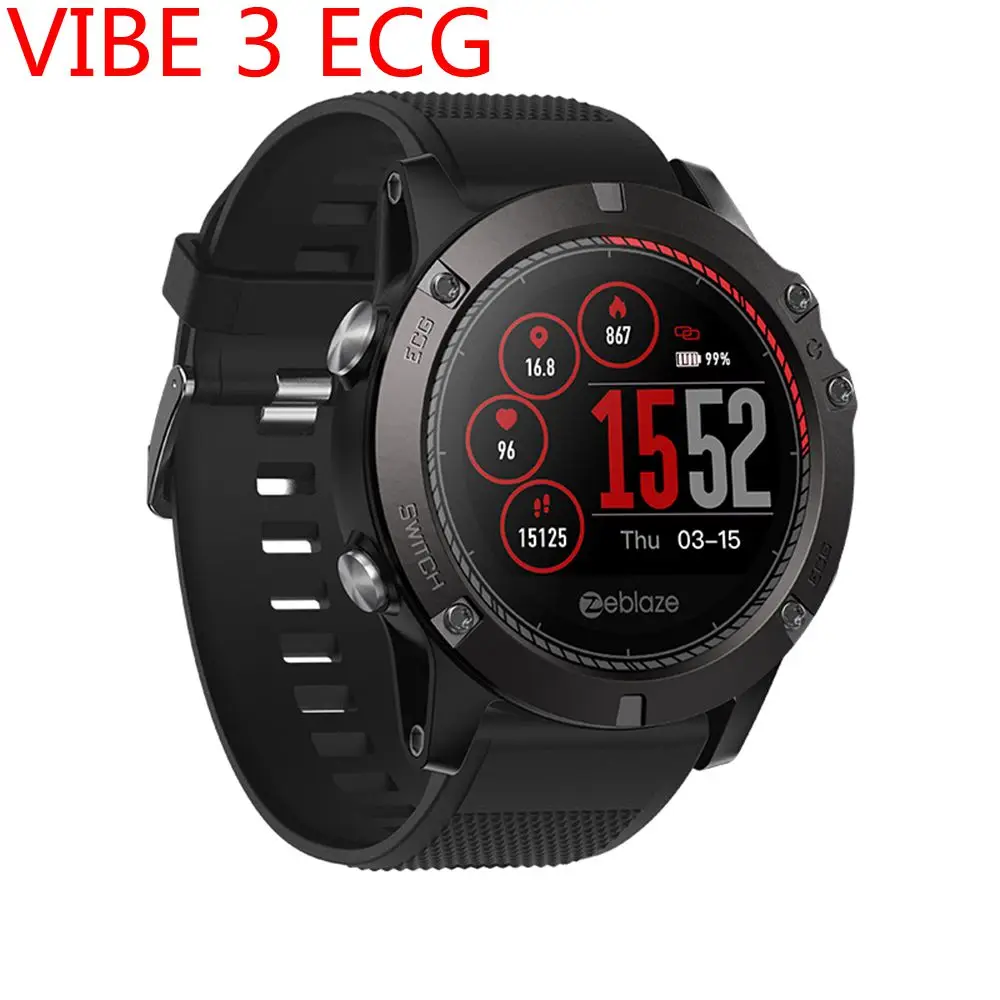 black VIBE 3 ECG Zeblaze VIBE 3 ЭКГ Смарт часы мужские спортивные Шагомер монитор сна Поддержка 11 языков IP67 Smartwatch цветной дисплей Android IOS - Цвет: black VIBE 3 ECG