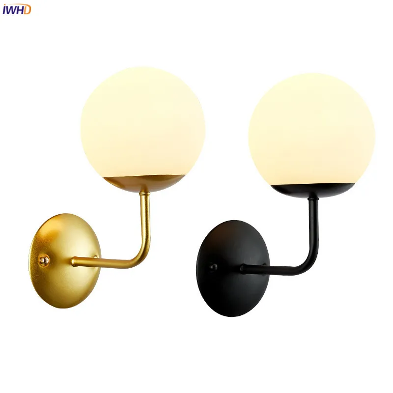 

IWHD Nordic Glass Ball LED Wall Light Fixtures Bedroom Bathroom Mirror Stair Modern Wall Lamp Sconce Applique Murale Wandlamp