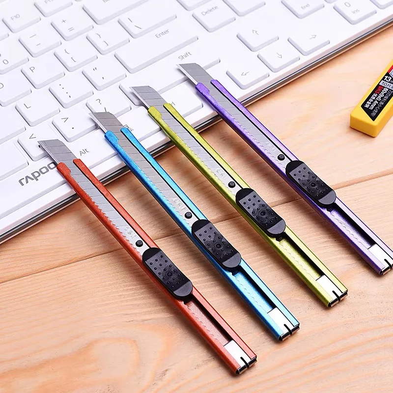 

(4 шт./лот) высококачественные школьные и офисные принадлежности, 4-цветный металлический многофункциональный нож, мини-нож для бумаги с надп...