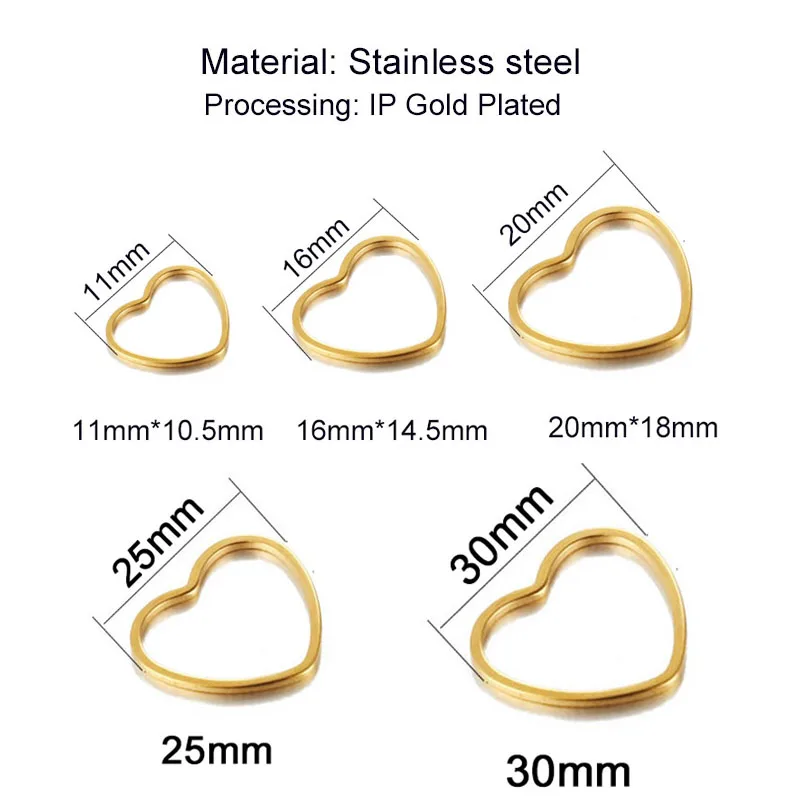 10 шт./лот маленькие полые сердечки из нержавеющей стали Подвески для