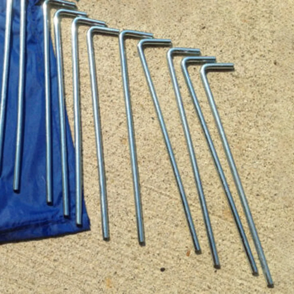 

10 Pcs 16cm Tent Pegs Hooks Galvanised Iron Round Heavy Duty Tent Stake Silver Nails For Outdoor Tent Camping Gazebo Tarpaulin