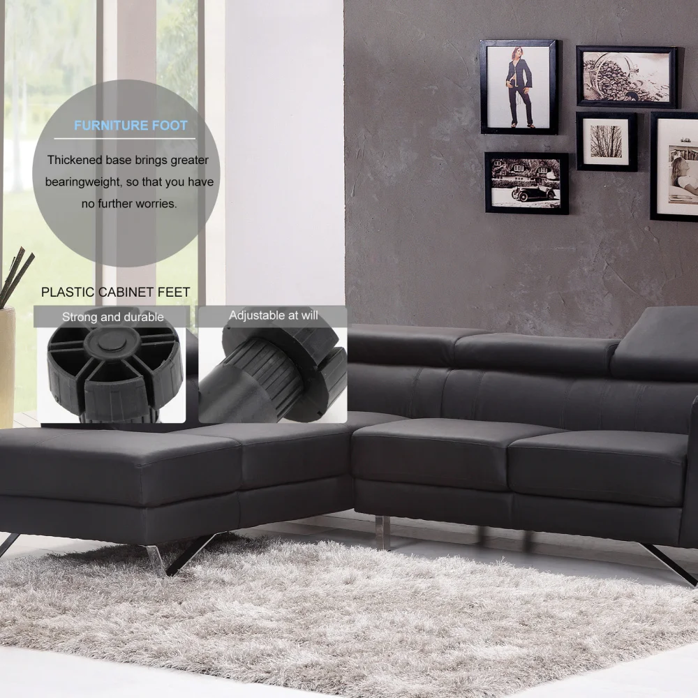 

1 Set 10 Pcs 10cm Sofa Feet Adjustable Cabinet Furniture Feet (Black)