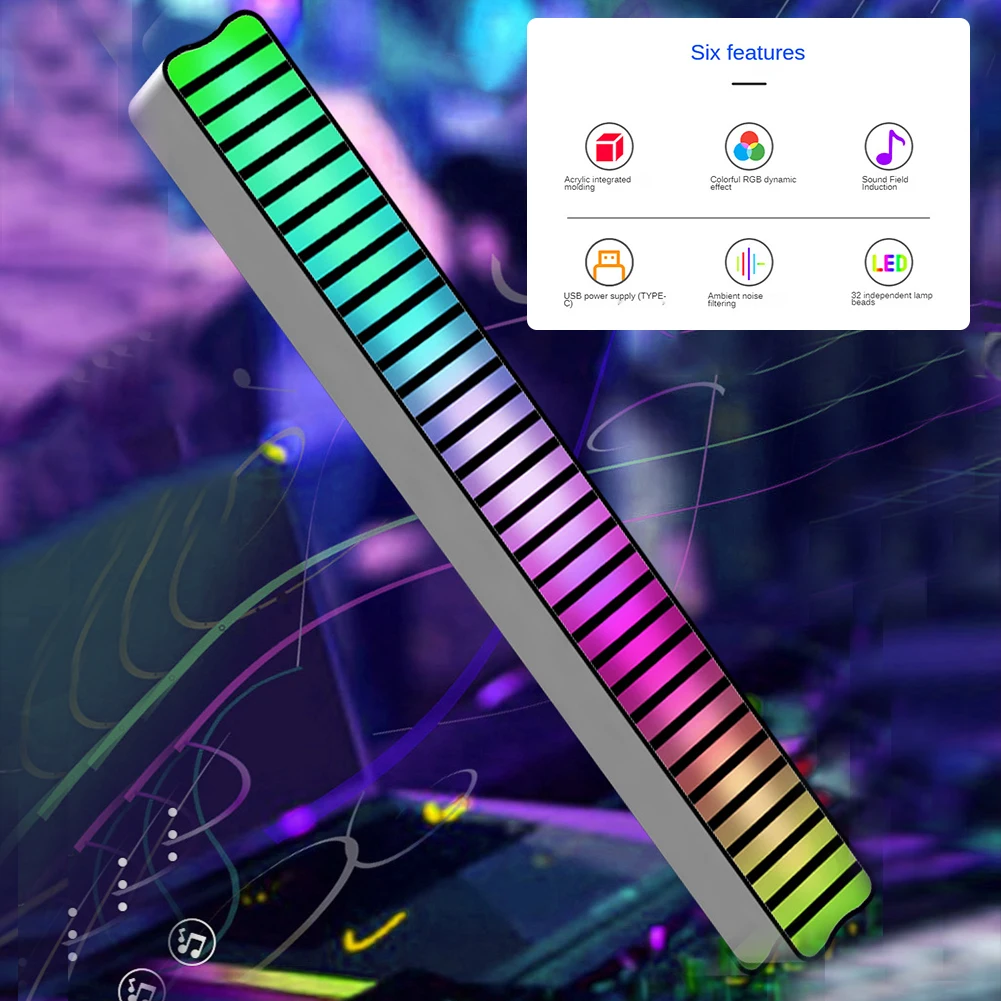 

RGB Atmosphere Voice Activated Music Rhythm Bar Decoration Led Light Pickup Ambient Bluetooth-compatible Strip APP Control Home