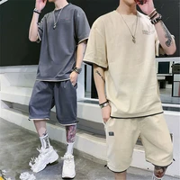 mens summer outfit 2 piece set short sleeve t shirts and shorts sweatsuit