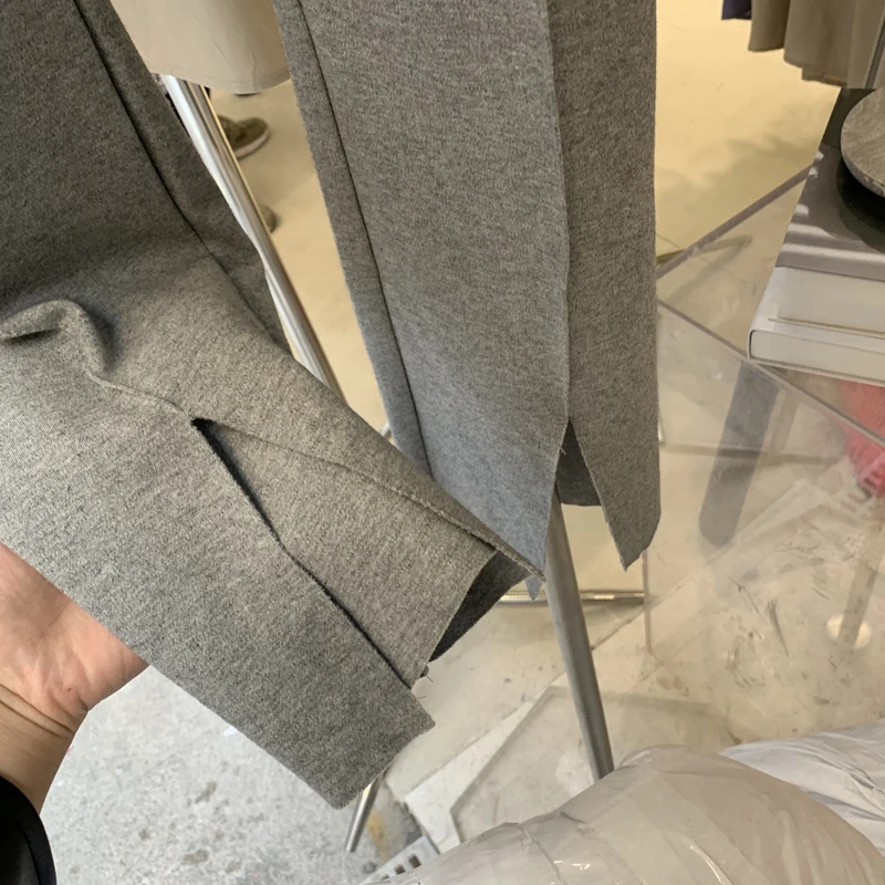 

Spring Fashion Slit Womens Long Pants 2021 New Comfortable Elastic Waist Mujer Pantalones Casual Straight Women Sweatpants