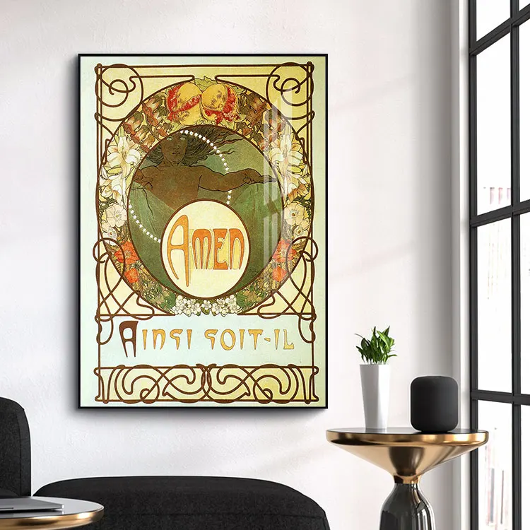 

Alphonse Mucha Moravian Teacher Schoir@e Canvas Poster Silk Fabric Modern Style Prints Party House Decor Room#21-0113-6