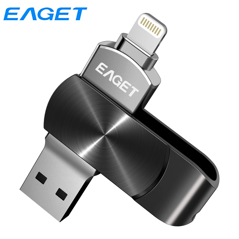 Eaget Lightning®Флэш накопитель 128 ГБ 64 Apple®Сертифицированный MFI для iPhone 8 XR SE 11 iPad Mini iPod