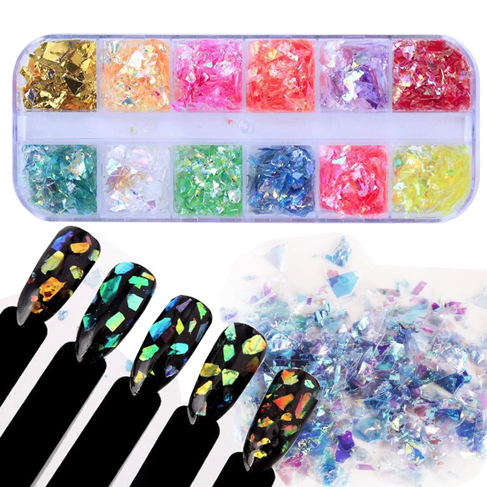 05 Sugar Glitter 12 цветов голографические Блестки для ногтей блестки переливающийся лист звезда Русалка Блестки праздничные украшения для дизайна смолы, дизайн ногтей - Цвет: 05 Sugar Glitter