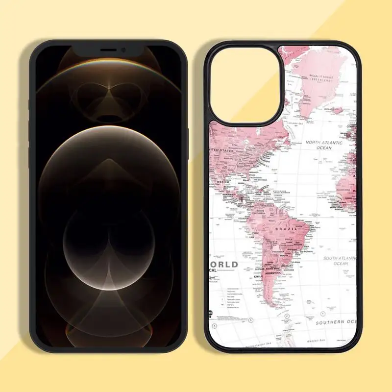 

world map Phone Case Silicone TPU+PC For iPhone11 12 mini Pro MAX 7 8 Plus X XR XS Samsung S20 10 9 8 Plus ultra
