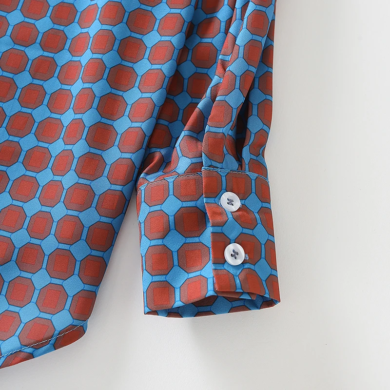 

ZA 2020 New Fashion Women Patchwork Dot printing chiffon shirt Blouses Turn-down Collar Long Sleeve Shirt Casual Loose Tops