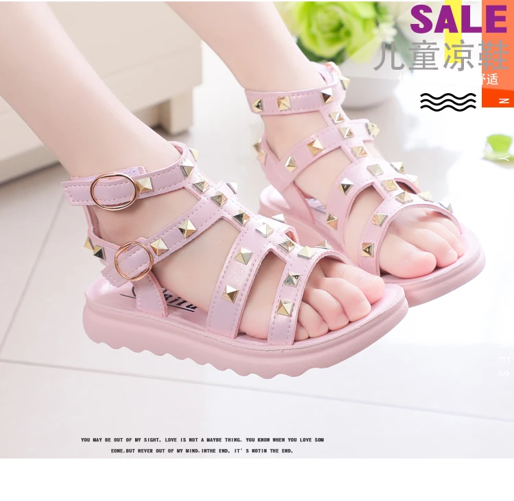 

Girls Rome sandals 2021 summer new children's high hollow cool boots big children fashion soft-soled princess shoes