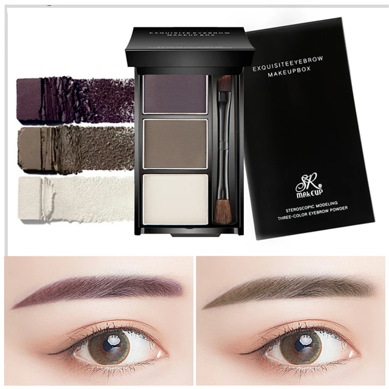 

3Color Eyebrow Powder Professional Makeup Palette Eyebrow Stamp Eye Brow Enhancers Eye Brows Shadow Make Up Brow Powder