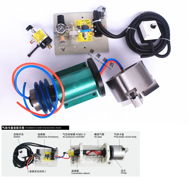 130 шпиндель токарного станка с пневматическим патроном полностью автоматическая