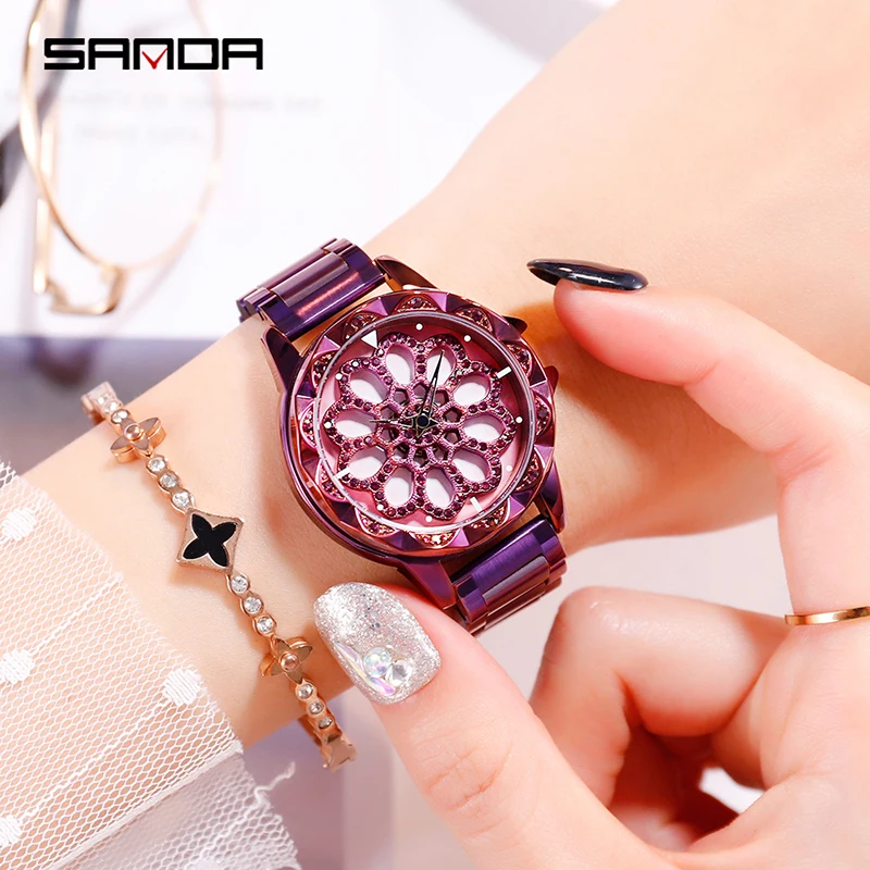 

SYNOKE Rotating Dial Hollow Creative Design Metal Mesh Steel Strip Women's Watches Quartz Watches Waterproof Luxury Designer