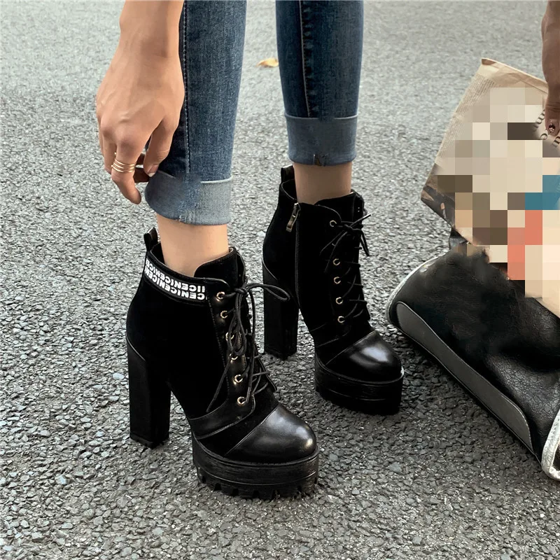 YMECHIC/мотоциклетные ботинки черного цвета со шнуровкой и буквенным принтом