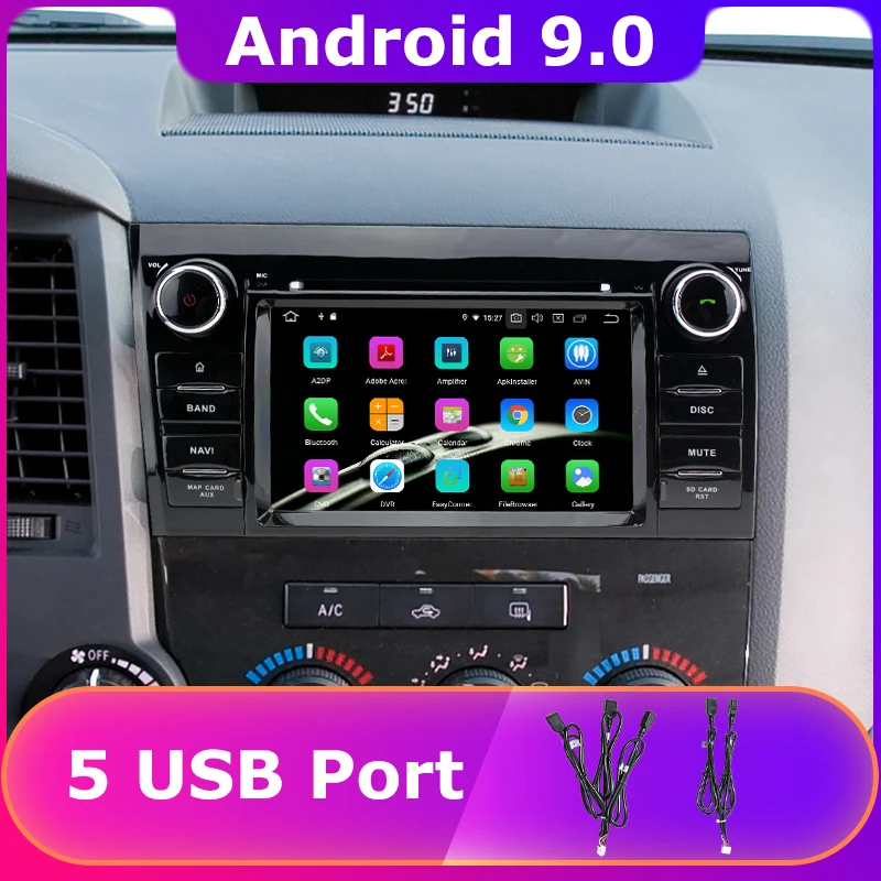 5 USB портов Android 9 0 PX6/Octa Core Автомобильный DVD плеер для Toyota Tundra Sequoia 2010 2011 2012 2013 2014
