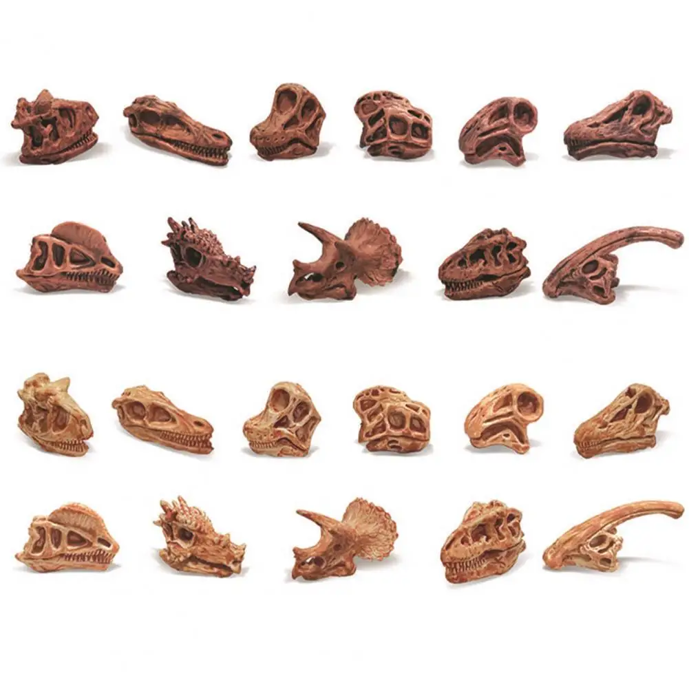 

PVC 11Pcs/Set Easy-using Parasaurolophus Dinosaur Skull Fossil Model Colorful Dinosaur Fossil Model Collectable for Kids