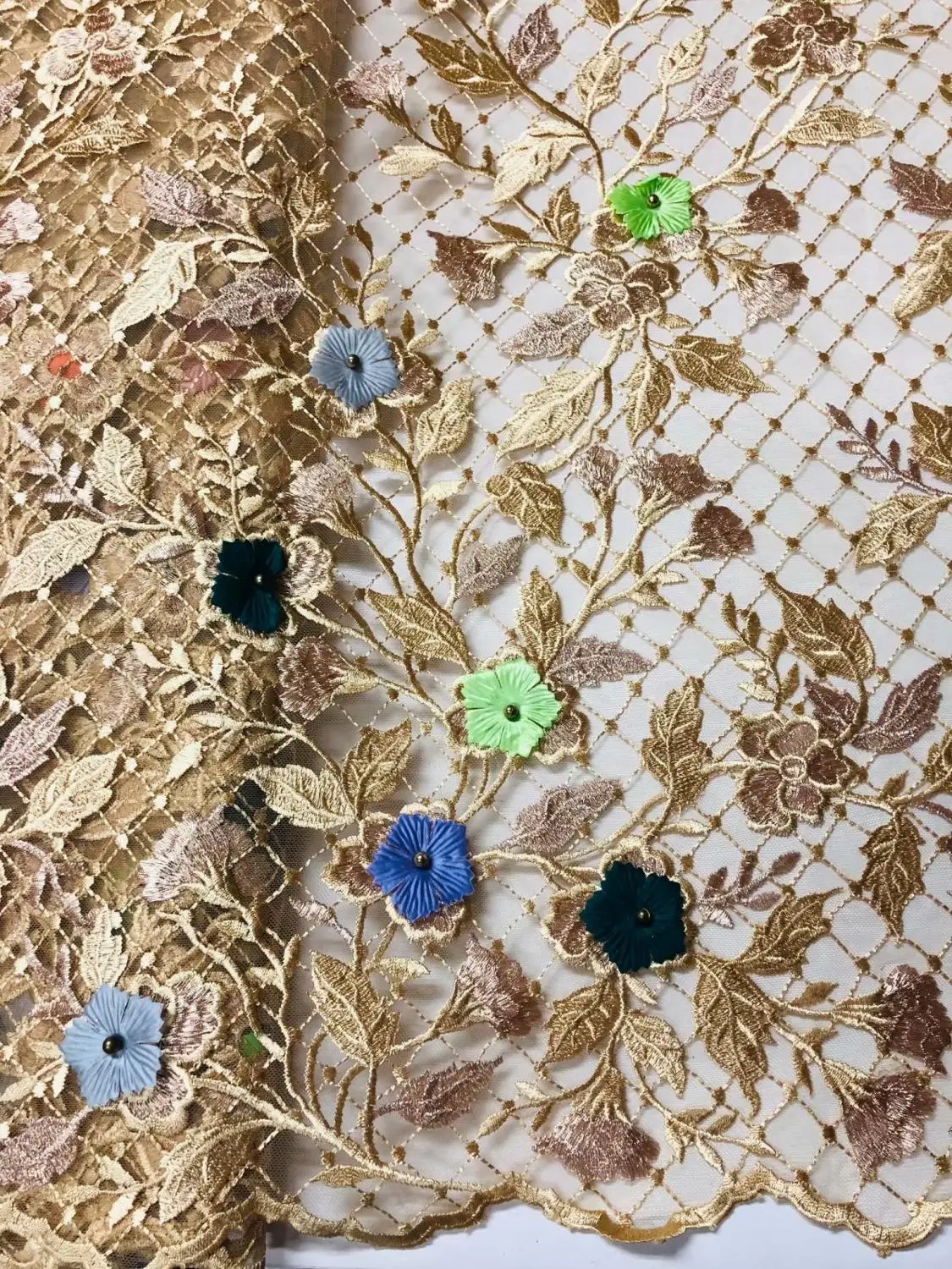 Серебристый/серый цвет 3d цветок ручной работы Вышивка Бисером кружевная ткань