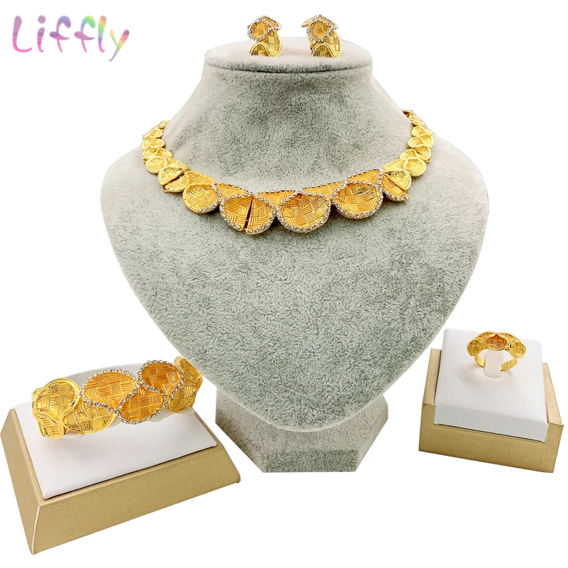 Нигерийские Ювелирные наборы свадебные вечерние серьги с кристаллами ожерелье