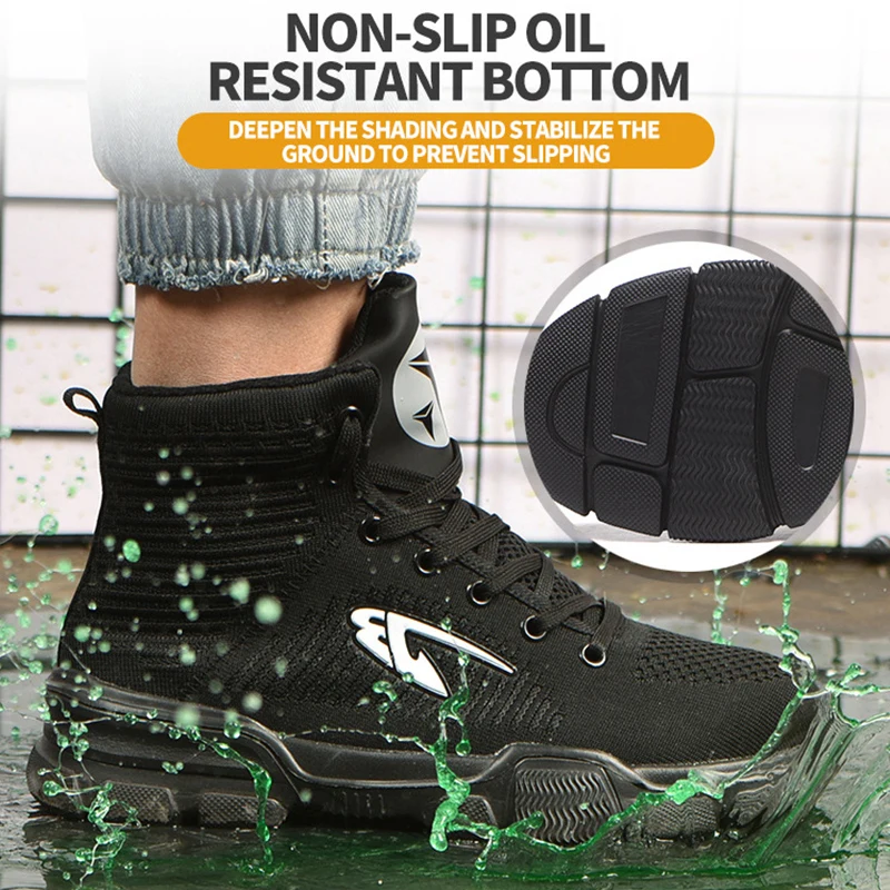 

Winter Boots Men Work Safety Boots Indestructible Work Shoes Men Boots Steel Toe Shoes Work Sneakers Male Plush Warm Winter Shoe