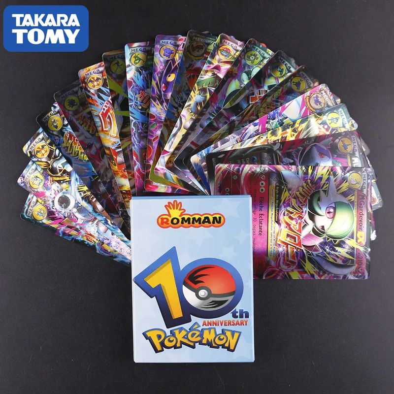18 шт. TAKARA TOMY без повторов Покемон французская карточка все EX MEGA Блестящий