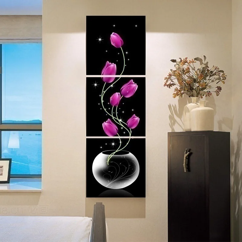 

3PCS Tulip Flower Canvas Painting Wall Art Poster Classic Canvas Painting Living Room Decorative Pictures Home Decor