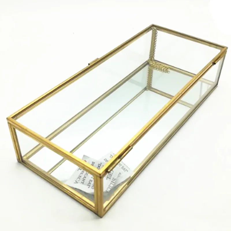 

Glass Jewelry Box Makeup Cosmetic Organizer Watch Display Stand Bathroom Storage Rack Earring Jewelry Storage Accessories WJ206