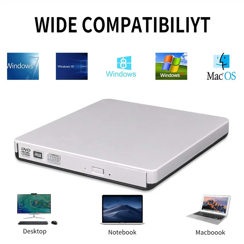 Внешний DVD/CD RW привод горелки оптический USB2.0 DVD писатель рекордер CD/DVD rom плеер для