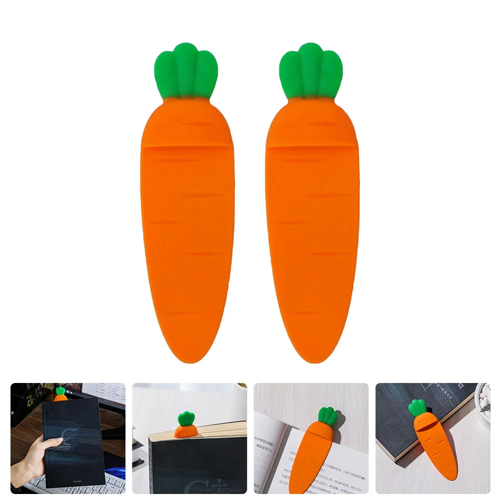 

2Pcs Adorable Carrot Markers Novel Silica Carrot Book Markers (As Shown)