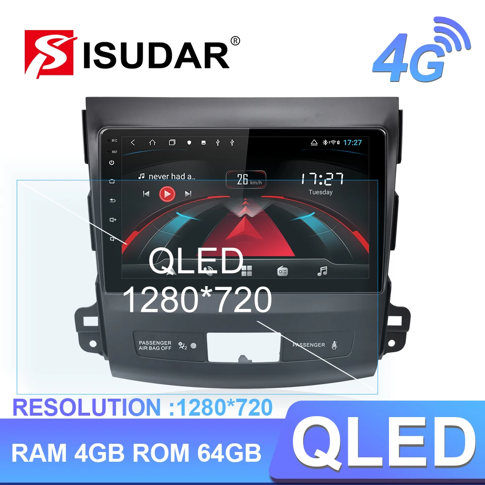 Автомобильное радио Isudar H53 4G Android 1 Din для Mitsubishi Outlander 2 2005 2011 Автомобильный