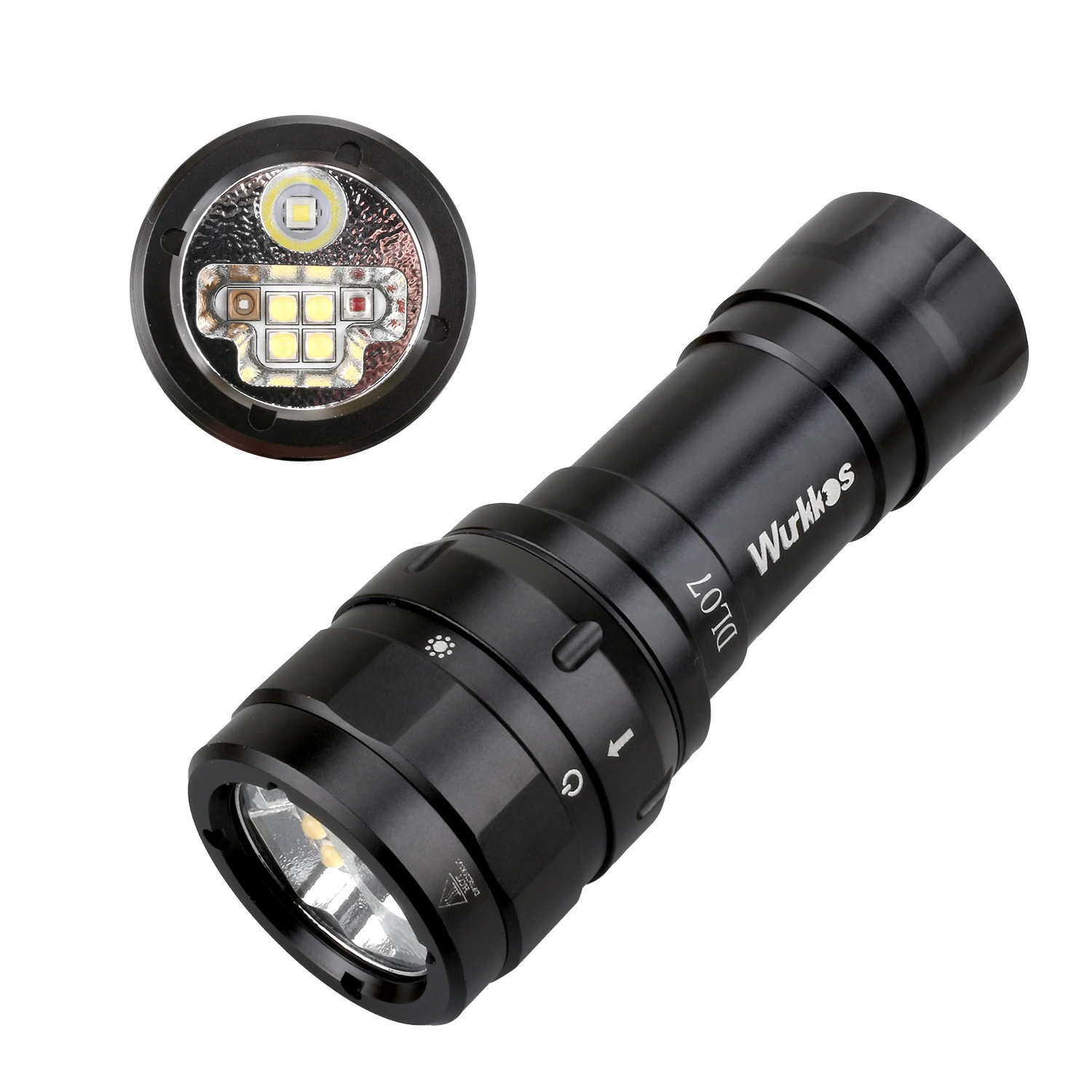 DL07 New Four LED Diving Flashlight XPL-HI Dive Flashlight 3000lm 26650 USB-C IPX8 Torch with Magnetic Control